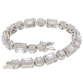 White Moissanite Sterling Silver Bracelet with sparkling gemstones, perfect for elegant style and luxury.